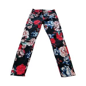 7 For All Mankind Floral Print Skinny‎ Jeans Size 27 Colorful Design